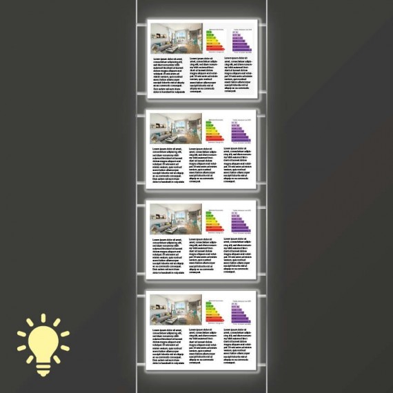 Kit 1 colonne - 4 portes affiches led - A4 horizontal