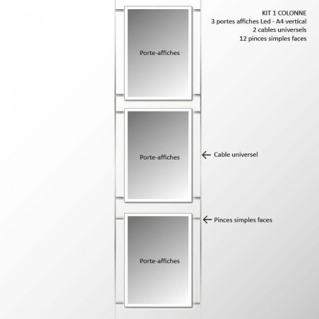 Kit 1 colonne - 3 portes affiches led - A4 vertical
