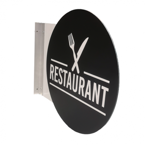 Enseigne drapeau ronde non-lumineuse plate