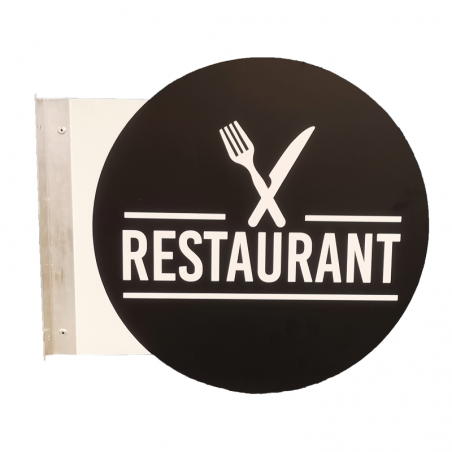 Enseigne drapeau ronde non-lumineuse plate