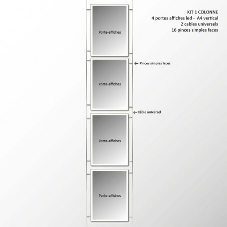 Kit 1 colonne - 4 portes affiches led - A4 vertical
