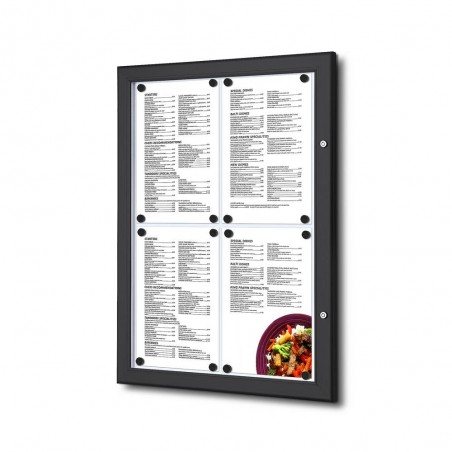 Cadre vitrine menu extérieur noir verrouillable pour restaurant ou magasin