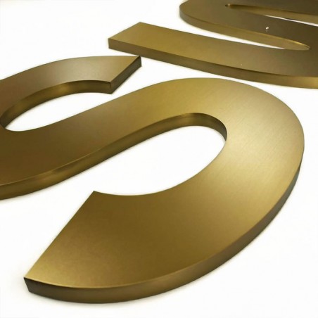 Lettres boitier rétroéclairées laiton brossé doré - Enseigne LED élégante